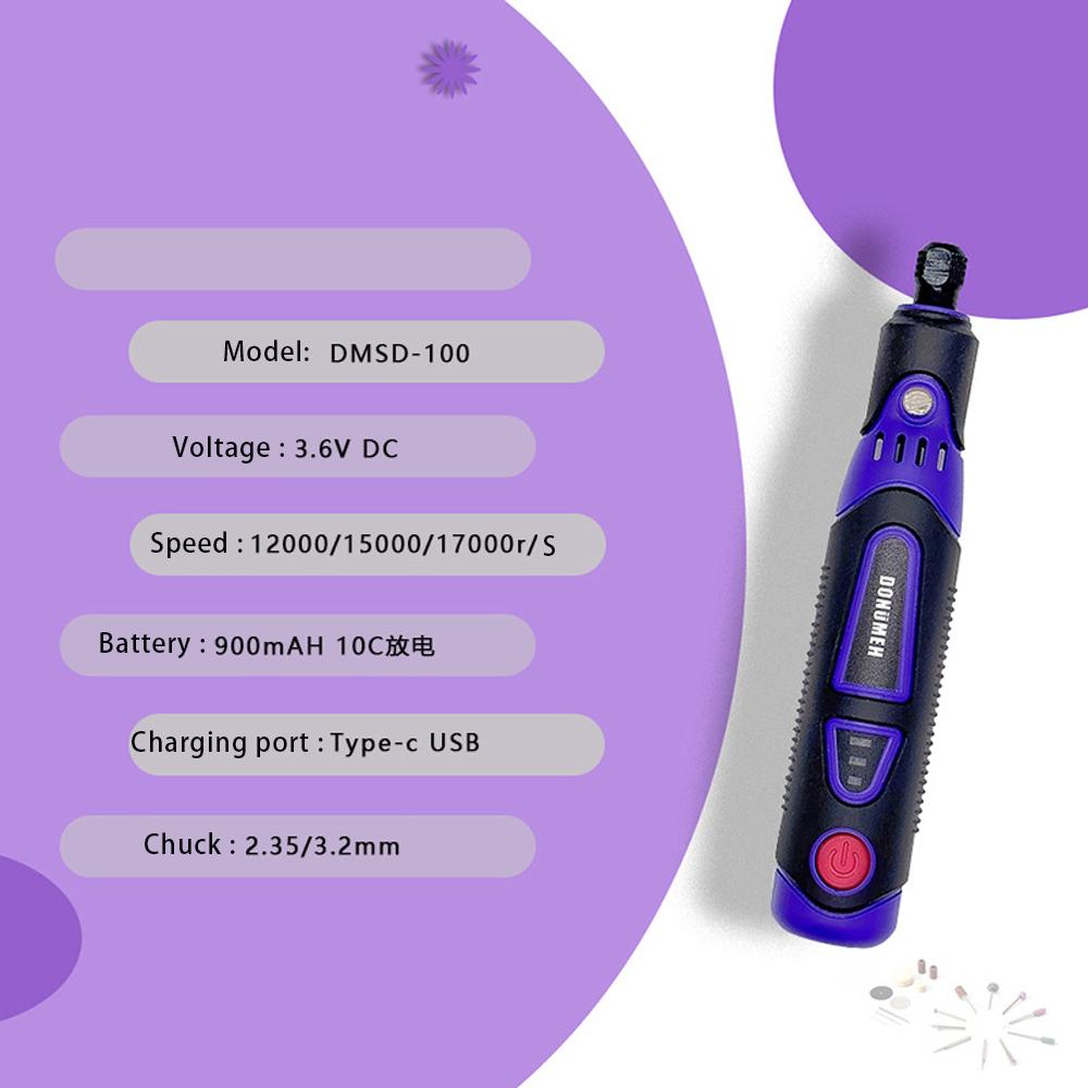 Mini Electric Drill Multifunctional Grinder 3-Speed USB Power Tool with Engraving Pen and Accessories Set Home DIY Rotary Tool