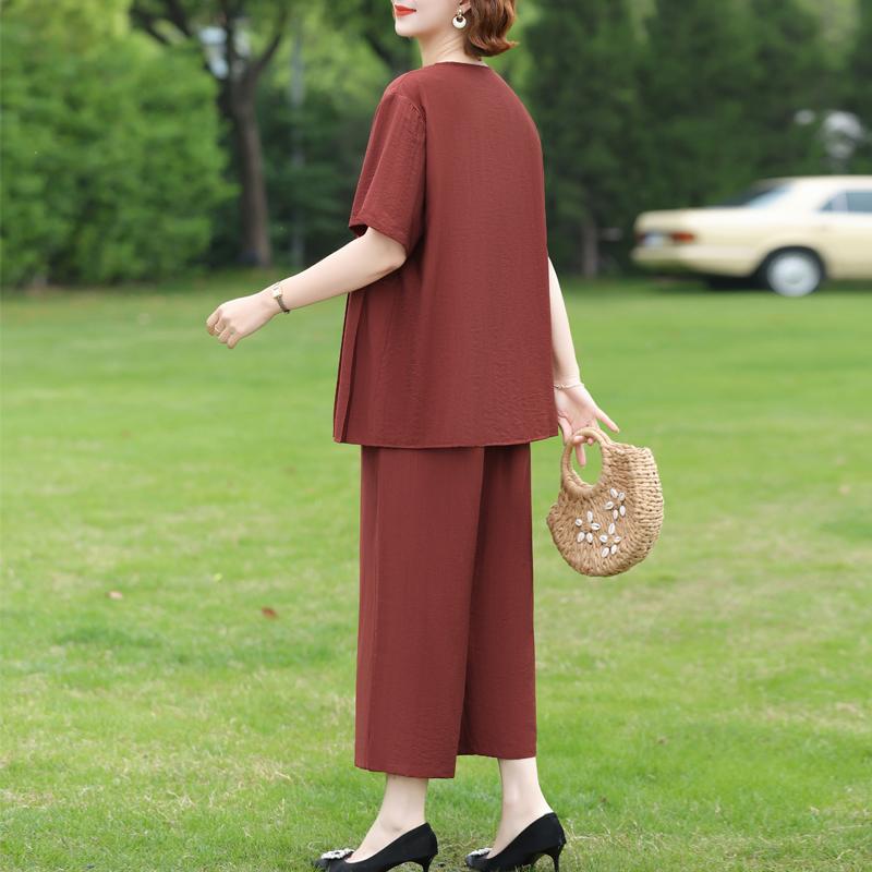 Women's Plus Size 2-Piece Casual Set, Short Sleeve Top & Elastic Waist Pants (3XL-7XL)
