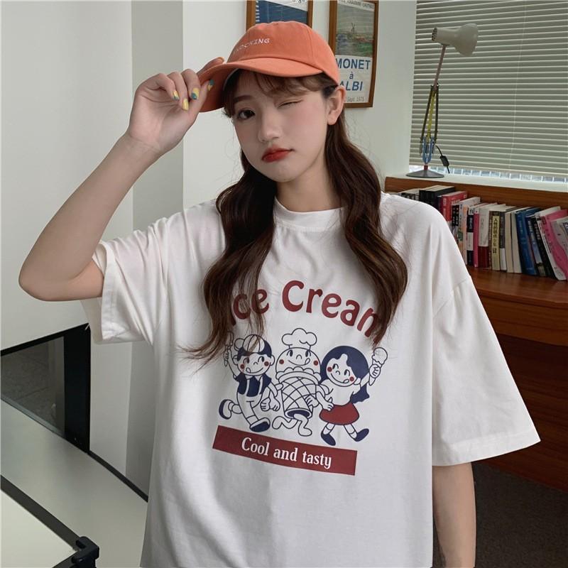 Cotton Short-sleeved T-shirt Women's Loose Original Style New Letter Printing Student T-shirt Ins Women's Fashion