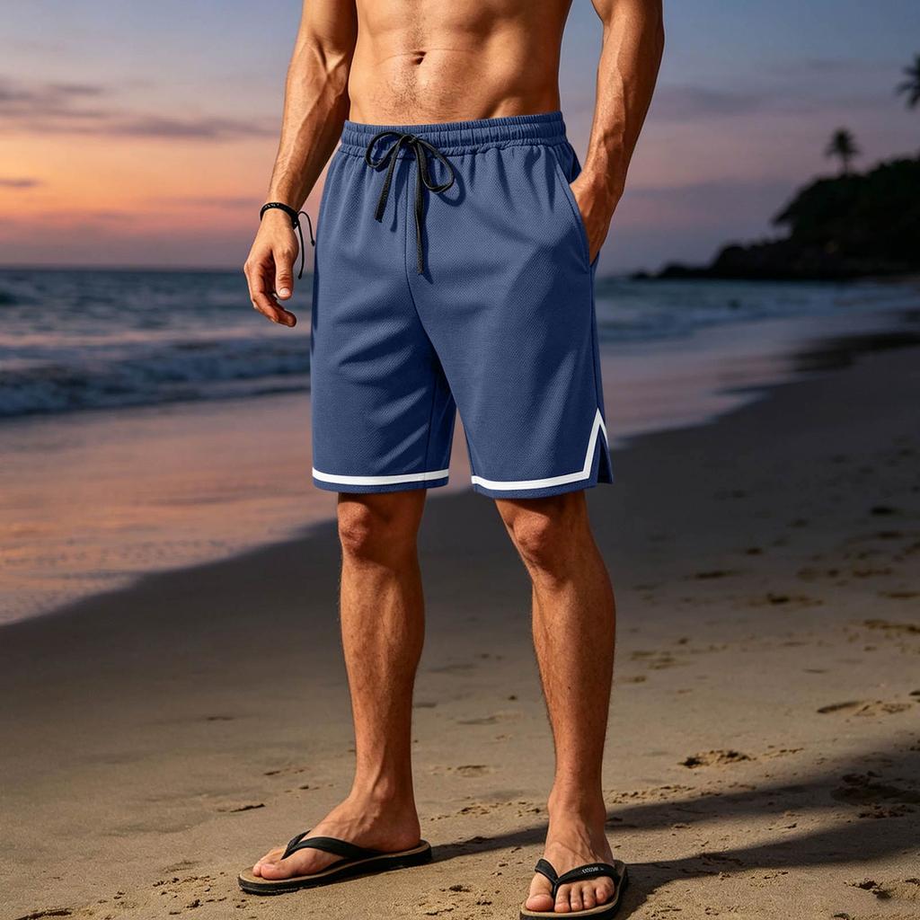 Men's Breathable Mesh Athletic Shorts Lightweight Casual Sportswear with Elastic Waistband and Drawstring for Outdoor Activities and Gym