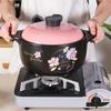Ceramic Casserole Japanese Pink Yellow Round Multiple Size Cooking Soup Pot Household Kitchen Supplies Saucepan Cookware