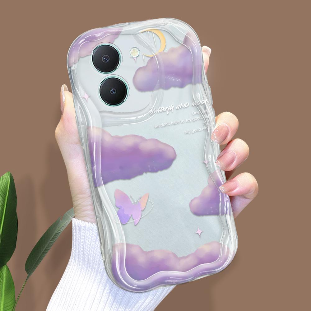 Cute Cartoon Pattern Cream Texture Casing Wavy Edge Soft Silicone Cover Phone Case for Vivo