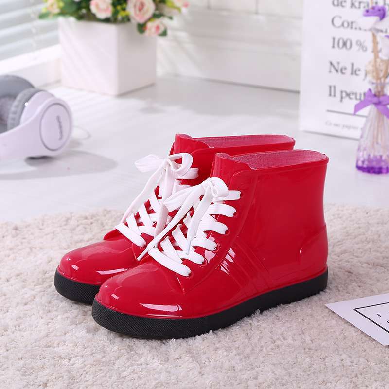 Jelly transparent non-slip fashion waterproof shoes rain shoes rain boots rubber shoes overshoes velvet cotton water boots women's short tube adult su