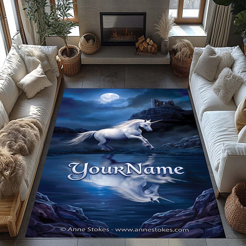 Gothic Illustrations Customizable Name Floor Rug Office Rug Design for Bedrooms Dining Room Kitchen Living Rooms Antislip Carpet Office Home Decor