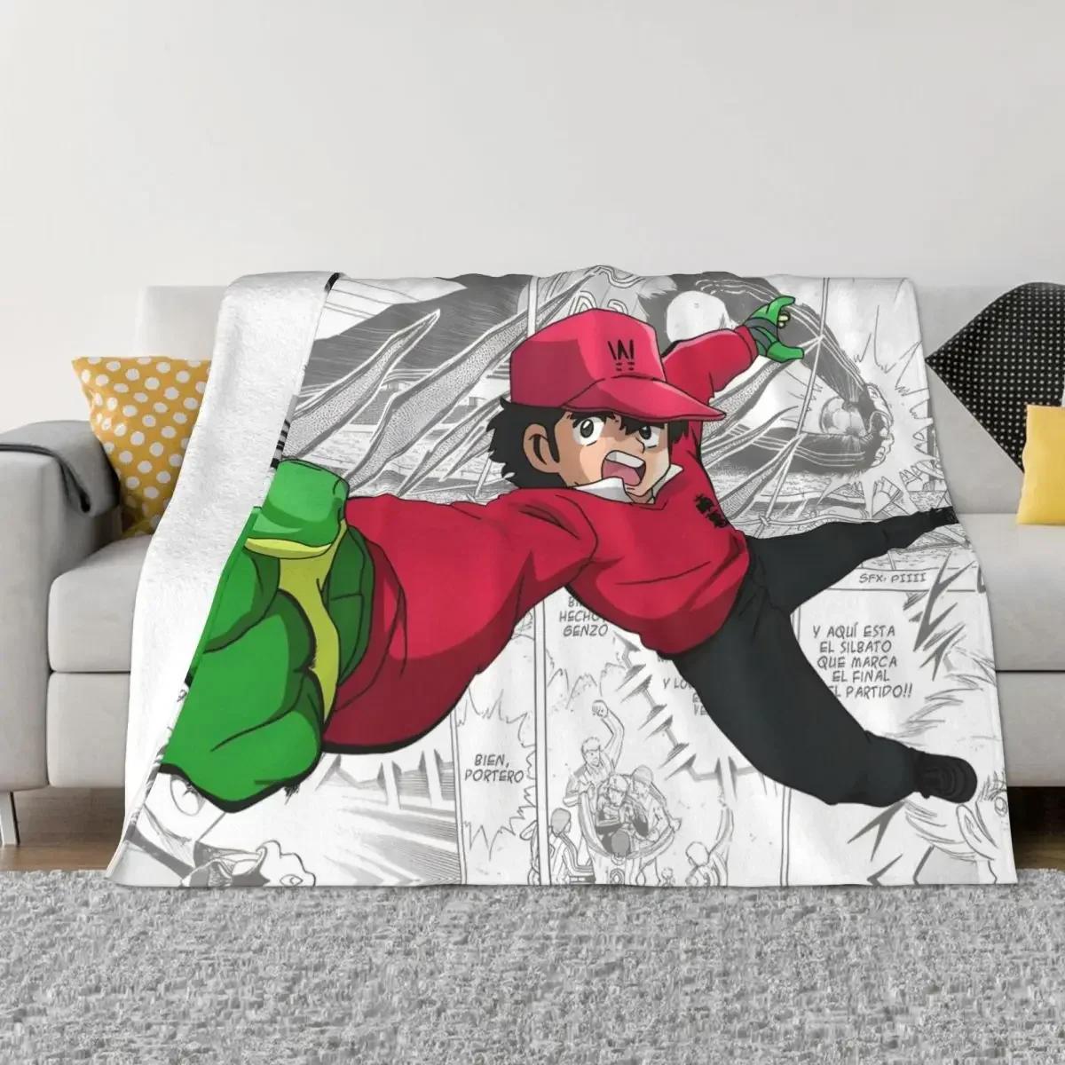 Captain Tsubasa Soccer Anime Blanket Flannel Decoration Good Job Portable Home Bedspread 80x120cm