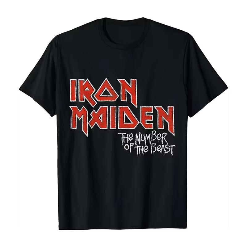 2025 Summer Popular Band Fer Maiden Iron Maiden Dark Rock Punk Loose Retro Short-sleeved T-shirt Women Clothing Graphic T Shirts