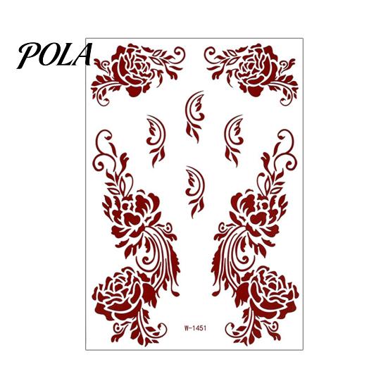 Henna Tattoo Stickers, Red Brown Waterproof Lace Temporary Tattoos, Indian Mehndi Body Art for Hands Feet, Festival Makeup