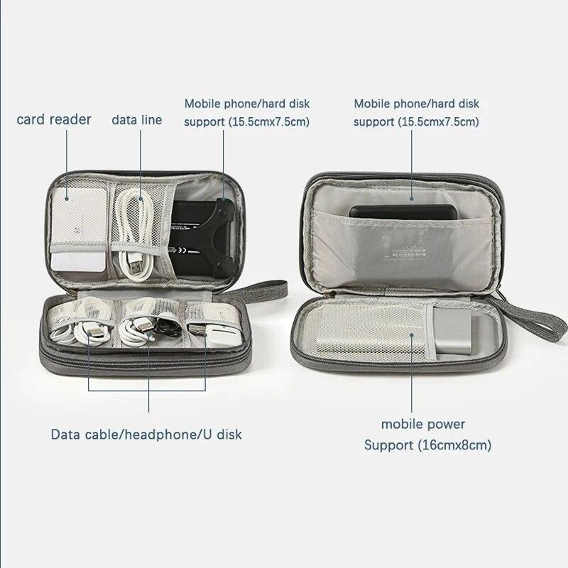 Travel Organizer Bag Cable Storage Organizers Pouch Carry Case Portable Waterproof Double Layers Storage Bags for Cable Cord