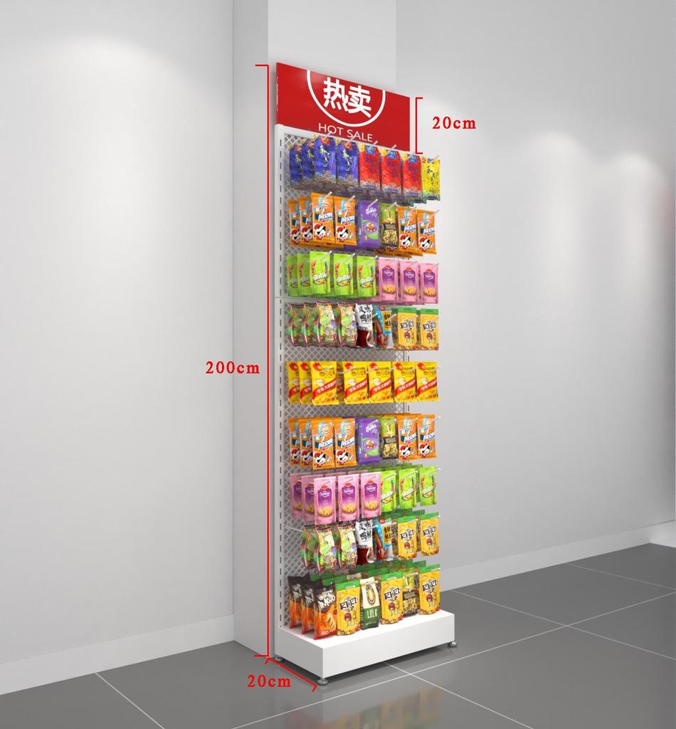 Multi-Use Display Rack with Hooks: Perfect for Spicy Strips, Snacks, Socks, Lip Balm, Toothbrushes, and Small Accessories.