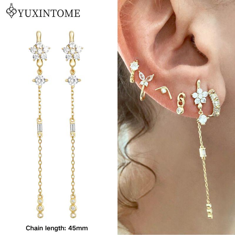 Dames 925 Zilveren Oorstekers Kristal Zirconia Waterdruppels Stud Hoops Goud Huggie Oorbellen Premium Luxe Feest Sieraden