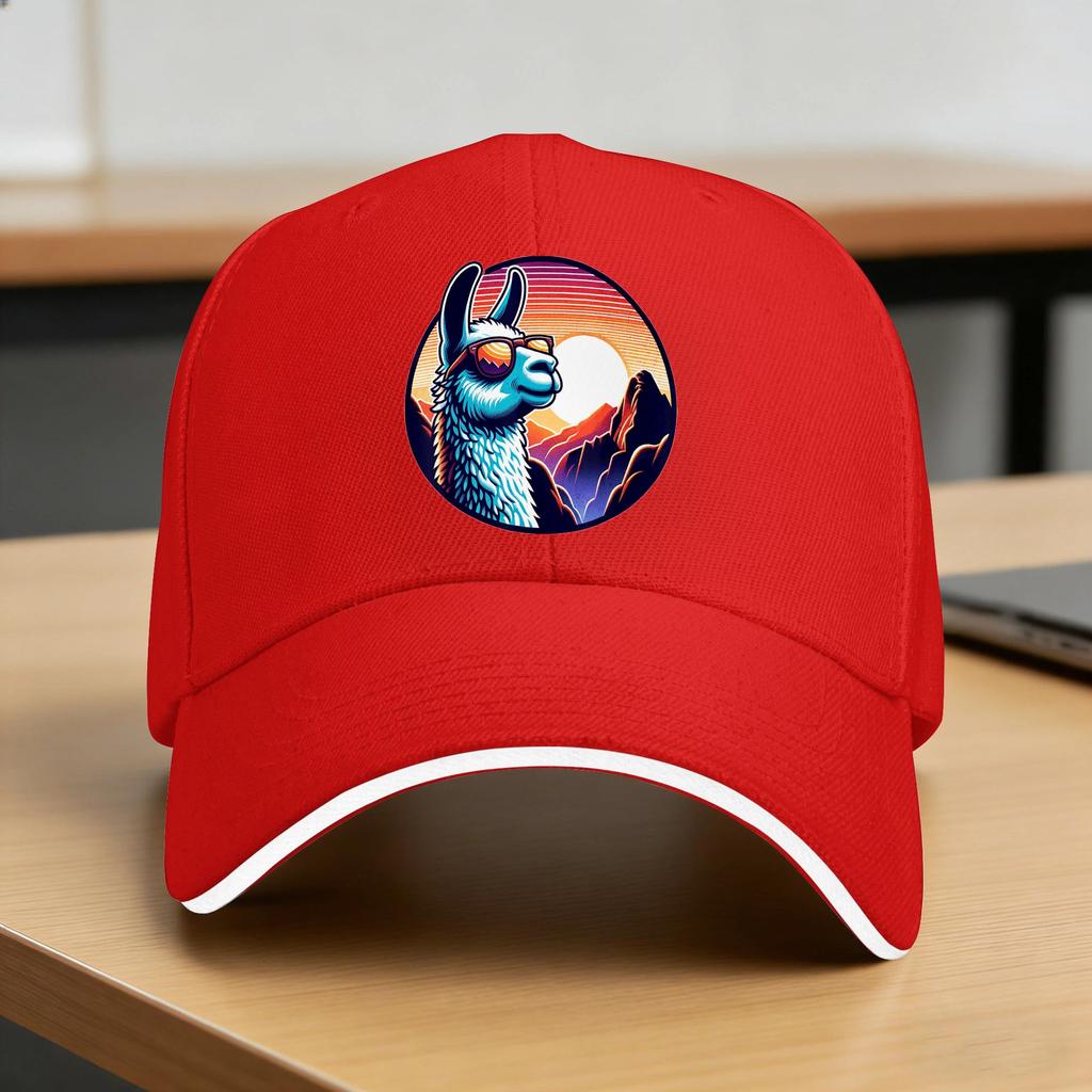 Alpaca At Machu Picchu in Peru Casual Baseball Cap Summer Trucker Hat Sun Tennis Skate Hip Hop Hats Men Women Baseball Caps
