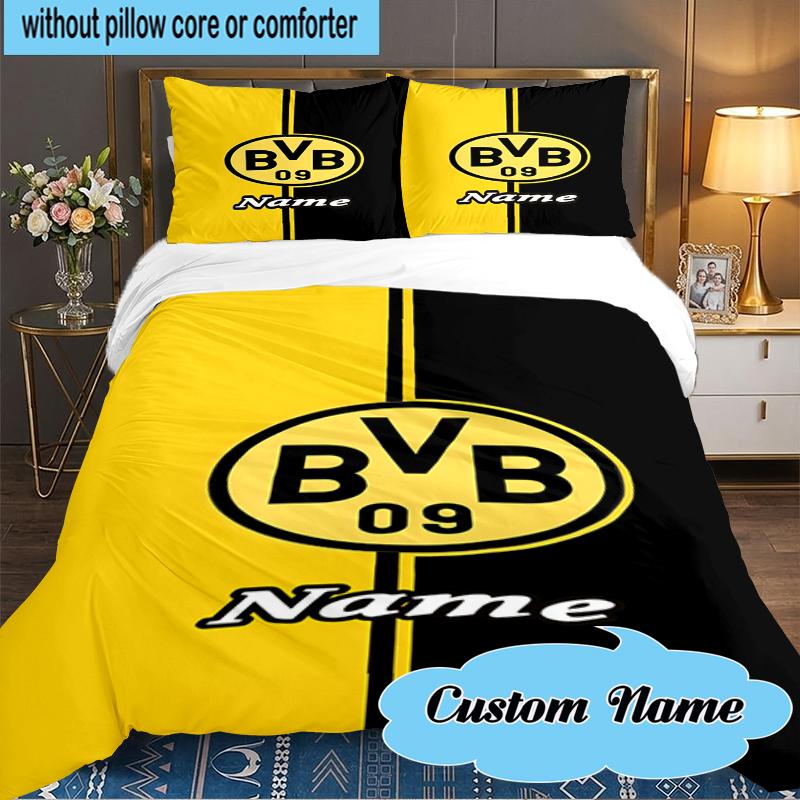 Custom Name BVB Fan Gear Bedding Set 3pcs, Bedding Set Including 1pc Duvet Cover And 2pcs Pillowcases for Bedroom, Dormitory Gift