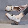 Leather Women's Shoes 2026 Spring New Soft-soled Round Head Fasteners Casual Small Leather Shoes