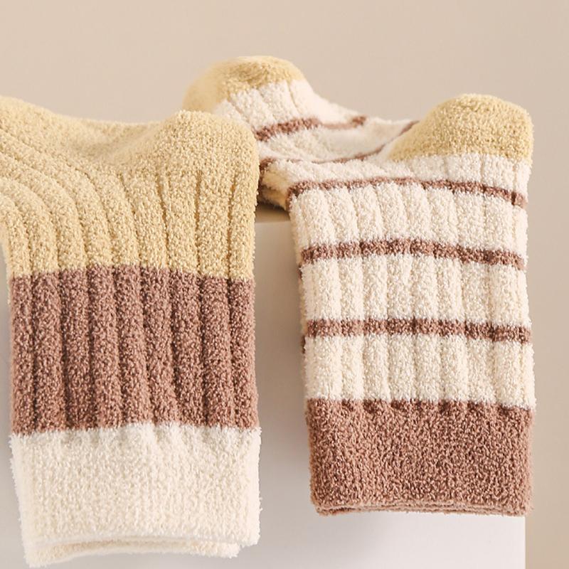 3 Pary/Partia Zimowy Pogrubiony Zestaw Skarpetek Dziecięcych Ciepłe Dziecięce Skarpetki Średniej Długości W Paski Skarpetki Dziecięce Na Prezent Dla Dziecka