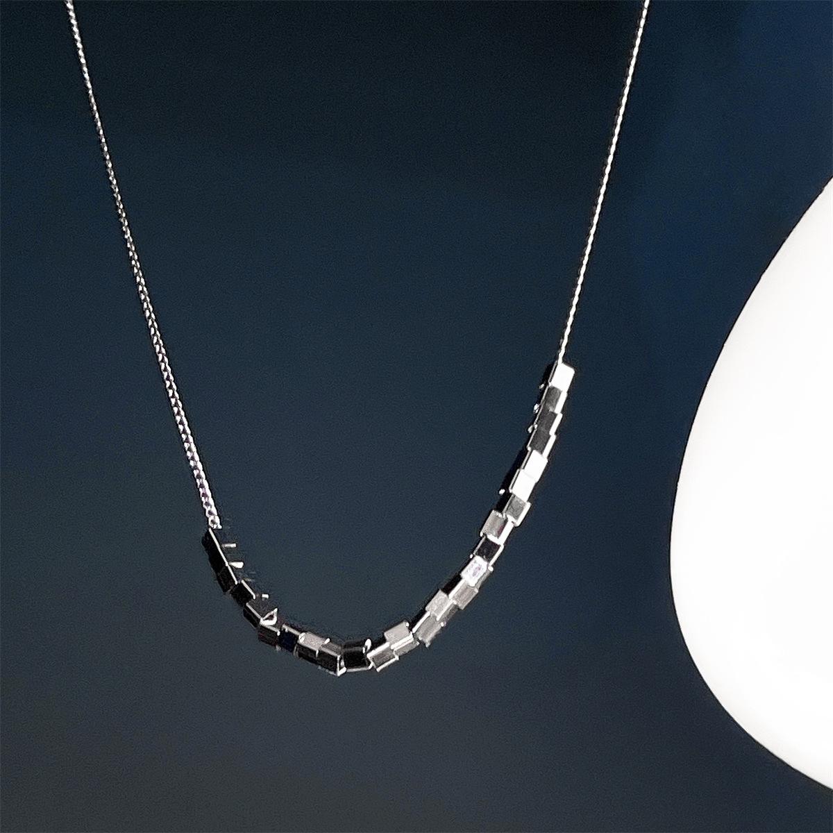

Геометрическое полое квадратное ожерелье сращивания модное женское минималистичное колье холодный ветер 925 пробы цепочка на ключицу из стерлингового серебра 925 silver