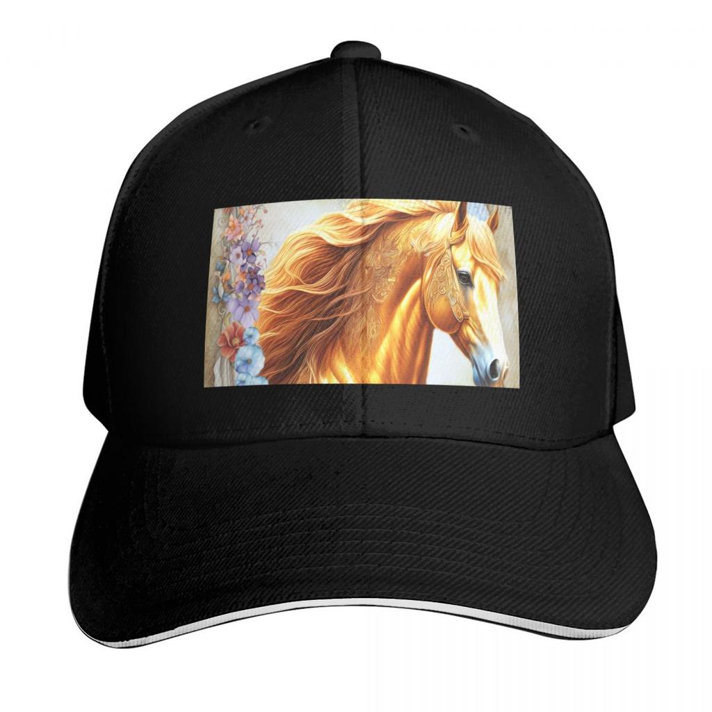 Fantasy Golden Horse Baseball Cap Luxury Cap Rugby Military Tactical Cap Fishing Hat Designer Unisex Womens