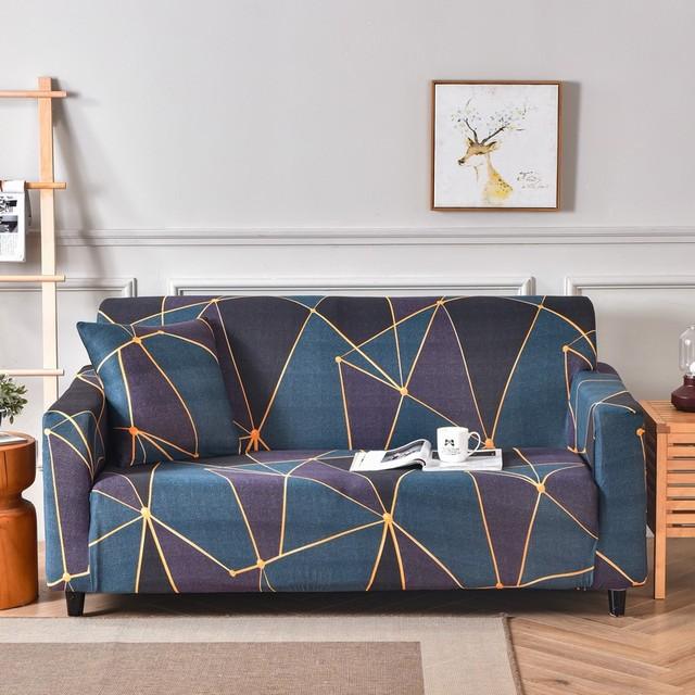 Potah na pohovku s potiskem Geometry Home Dekor Stretch Potahy na pohovku do obývacího pokoje Nešpinavé omyvatelné elastické pohovky