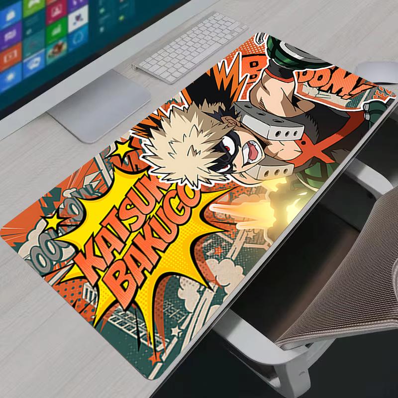 Mousepad Bakugou Katsuki My Hero Academia Computer Gamers Locking Edge Nonslip Mouse Pad Large XXL Keyboard PC Desk Mat
