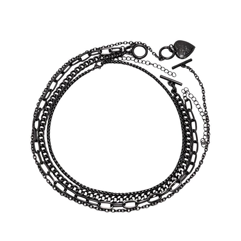 Black Heart Necklace Women Hip Hop Edgy Set Choker Jewelry