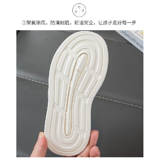 Girls' Sneakers Spring and Autumn New Children's White Shoes Leather Panel Shoes Flat Breathable Running Shoes Trendy