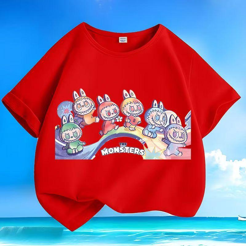 

Детская футболка Labubued с 3D-принтом, смешной топ с коротким рукавом для мальчиков и девочек, повседневная одежда, летняя милая одежда с коротким рукавом, подарок 150