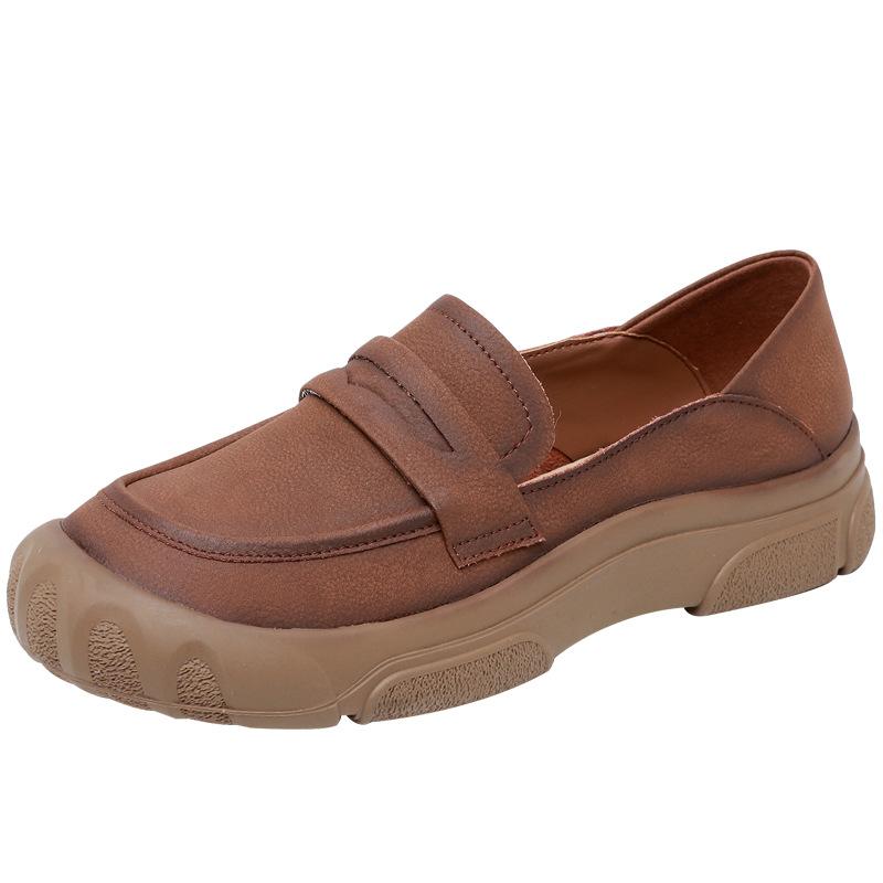 Genuine Leather flat loafers for spring and summer 2025 soft soled comfortable Shoes for mothers Women's shoes slip resistant