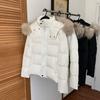 New national standard new waist version down jacket women's winter short white slim-fit removable fur collar jacket