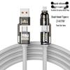 240W 4-in-1 Silicone Data Cable with Zinc Alloy Connectors for Super Fast Charging