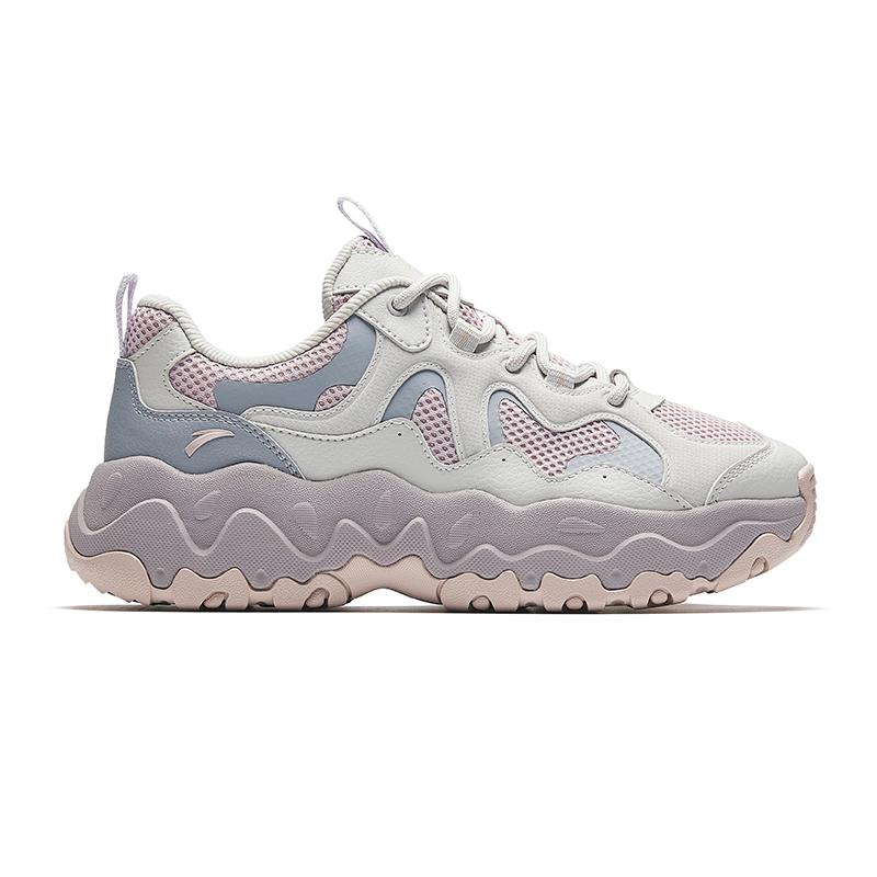 New Anta Slip Resistant And Breathable Low Top Chunky Sneakers Women's Gray Pink Purple 922528822-3