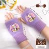 Kpop Women's Fingerless Knitted Gloves - Versatile Warm Plush Autumn/Winter Half-Finger Hand Socks, Solid Color for Students.