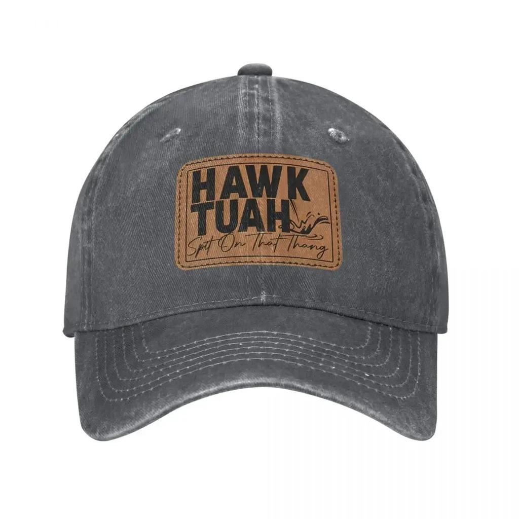 Hawk Tuah Sputa Su Quella Cosa Cappellini da Baseball Retro Denim Usurato Divertente Snapback Unisex Donna Cappellini per Attività all'Aperto Cappello