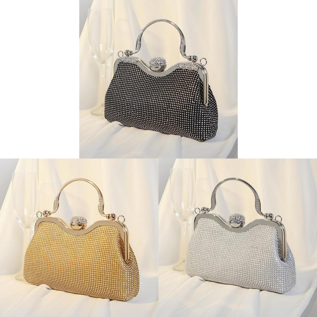 Glamouröse Muschelförmige Handtasche mit Strasssteinen und Satinfutter für festliche Anlässe und den täglichen Gebrauch