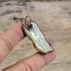 Abalone Shell Rough Pendant Electroformed Copper Pendant Handmade Gemstone Jewelry African Amethyst Rough Pendant Women Jewelry Gift For Him