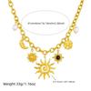 Trendy Starfish Moon Sun Shaped Pendant Charm Necklace Statement Stainless Steel Golden Chain Fashion Jewelry Pvd Plated