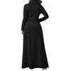 Plus Size Autumn Women Solid Color Cowl Neck Long Sleeve Maxi Dress with Pockets