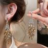 Silbernadel mit Diamanten, Federförmige Fransenohrringe, Leichter Luxus High-End Ohrstecker, Übertriebene Nischen-Design-Ohrringe