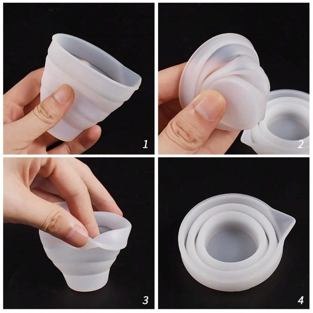 Silicone Resin Measuring Cups Set Foldable Mixing Cups with Scale for Candle Making Jewelry Crafting Durable Silicone Material