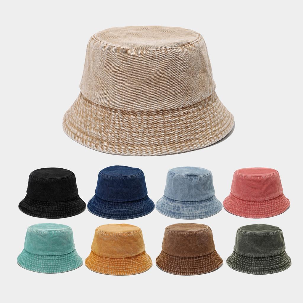 Vintage Denim Fisherman Hat With Wide Brim For Sun Protection And Casual Style