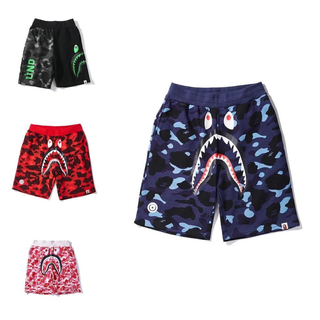 Pantaloncini in Cotone Stampati con Testa di Squalo Mimetica per Uomo Look Casual Estivo**