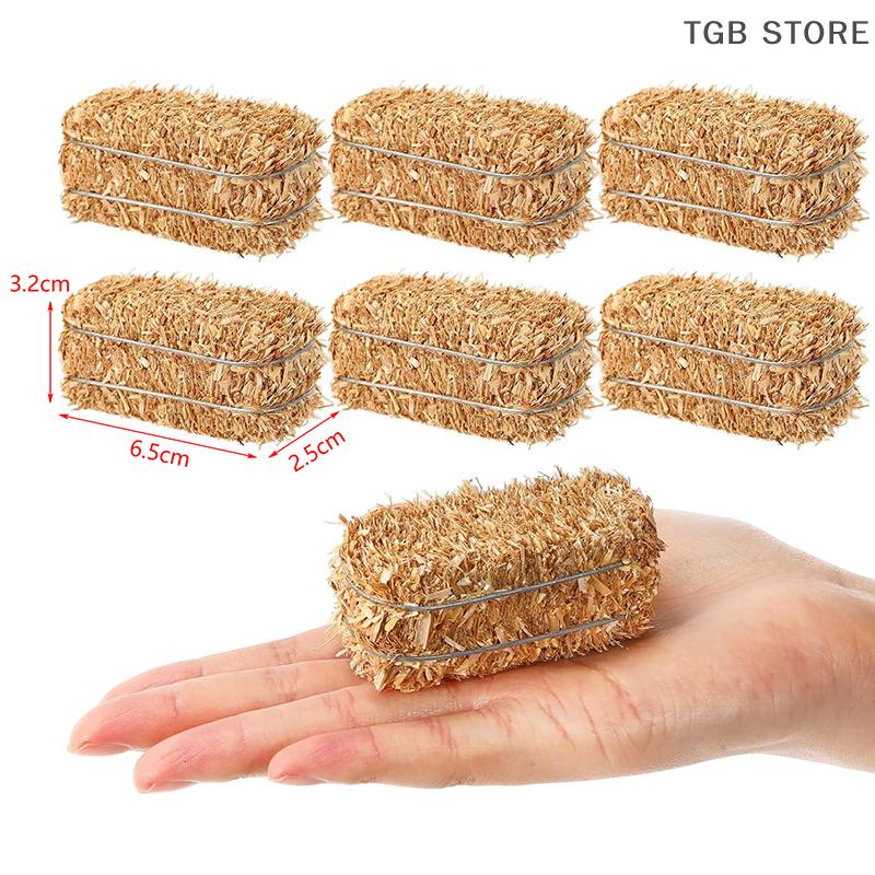 6Pcs Mini Hay Blocks Hay Bales Stackable Fake Haystacks Miniature Country Farm Decor