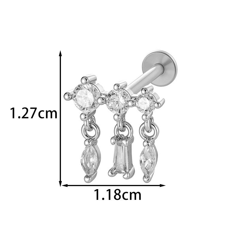 Zircon Set F136 Titanium Internal Thread Lip Labret Stud Ear Cartilage Piercing Jewelry