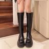 Stivali da Cavaliere Lunghi da Donna Autunno Inverno Nuovi Fondo Spesso Al Ginocchio Scarpe da Donna Moda Tacco Chunky Botas Feminina