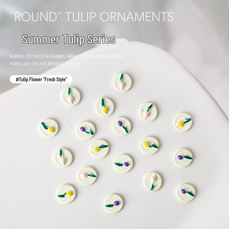 Vintage Tulip Flower Nail Decorations - 5 Pcs