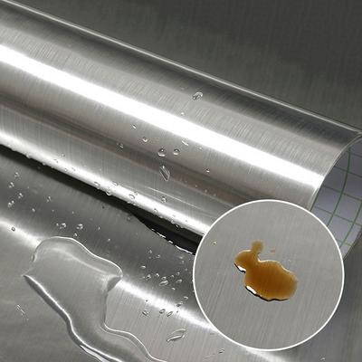 Papel Tapiz Decorativo Extraíble de PVC Metal Cepillado Oro Plata Película de Vinilo Impermeable a Prueba de Aceite Pegatina para Electrodoméstico Cocina Ascensor