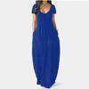 QICED Fashion Summer Spring Solid Color Print Short Sleeve U-Neck Casual Dresses Unique design