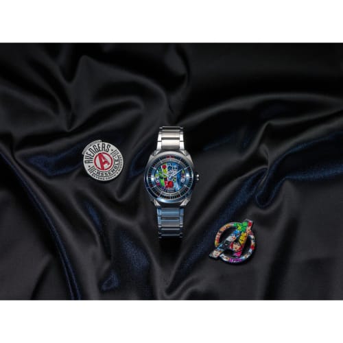 Citizen Marvel Men's Avengers Eco-Drive Watch, 42.5mm Silver-Tone Stainless Steel Case and Bracelet with Art Dial (AW2080-64W), Silver, 5 1/2 Inches,