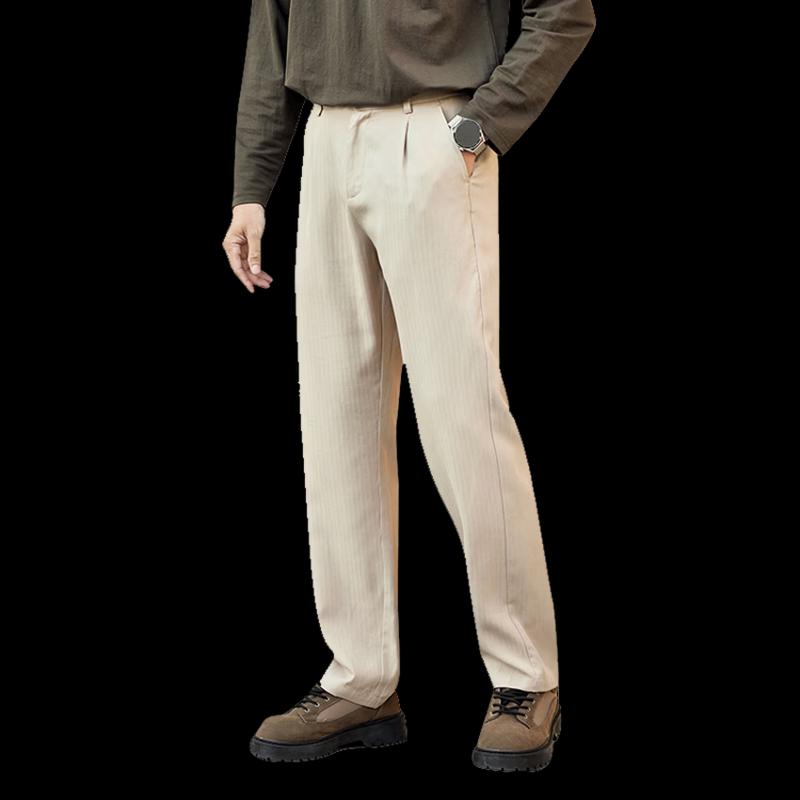 ROMON Men's Tencel Linen Straight-Leg Casual Pants