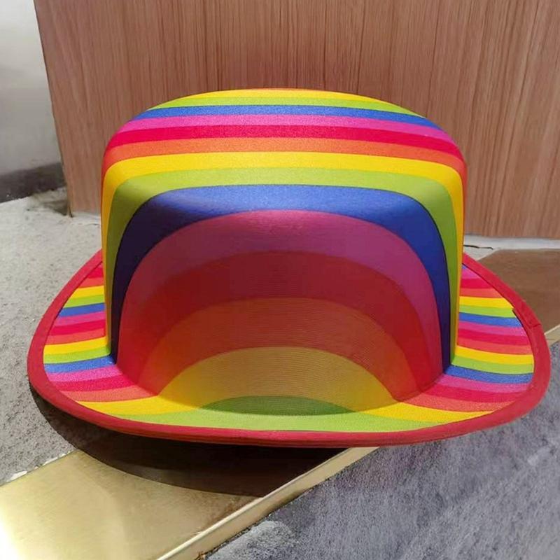 Rainbow Color Tall Hat for Music Festival Adult Unisex All Matching Headwear Stage Show Hat for Theme Event Gathering
