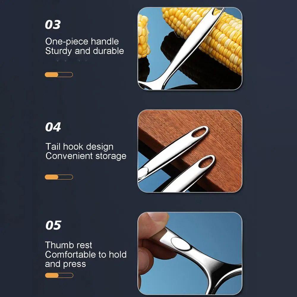 Manual Stainless Steel Corn Planer Ergonomic Long Handle Corn Cob Stripper  Kitchen Gadget