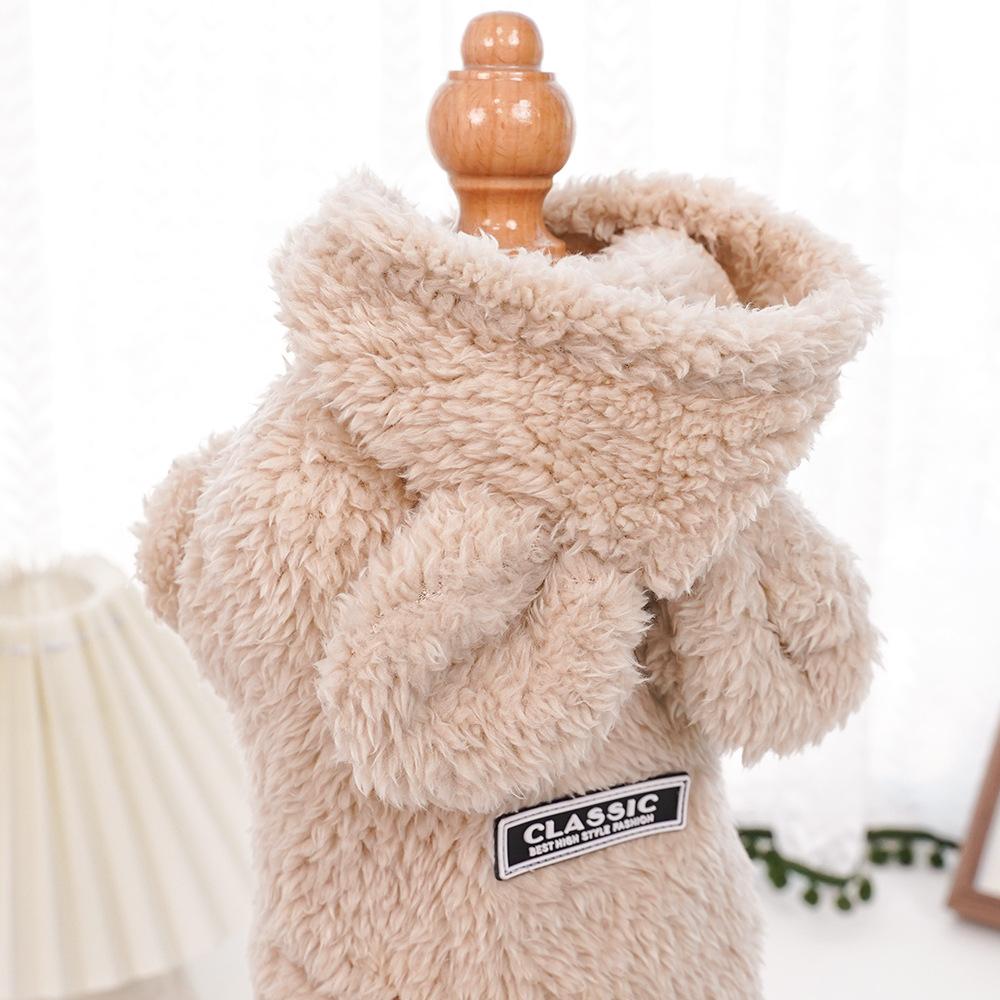 Bunny Ear Fluffy Pet Vest for Cats & Small Dogs - Soft Warm Cat Clothing (3 Colors: Pink/Beige/Grey)